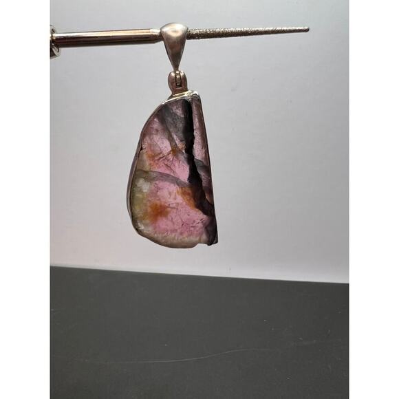 NEW Watermelon multi tourmaline sterling silver pendant 7.91 grams - Picture 9 of 11